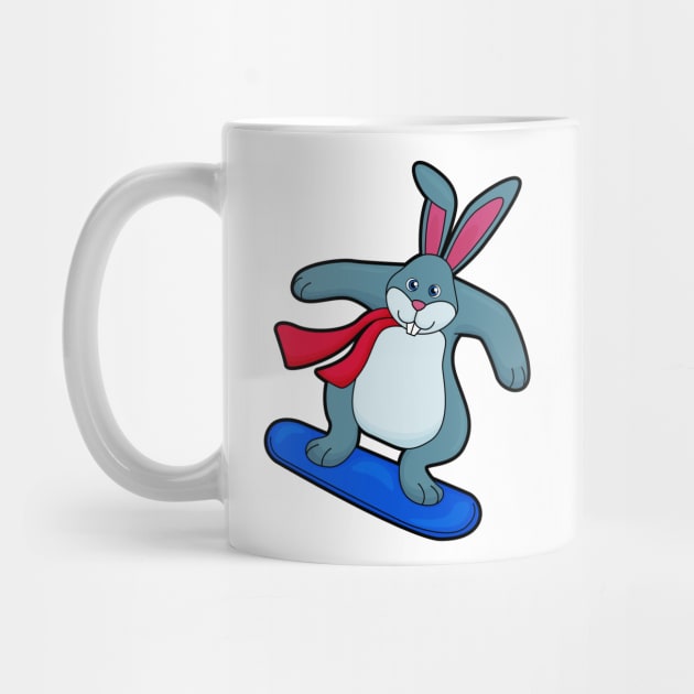 Rabbit as Snowboarder with Snowboard & Scarf by Markus Schnabel